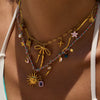 Jewelry Stainless Steel Colorful Rope Fabric Sun And Moon Devil's Eye Star Pendant Electroplating For Women