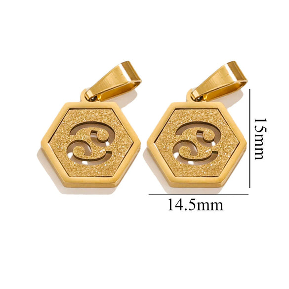 Jewelry Stainless Steel Constellation Hexagonal Square Electroplating Pendant