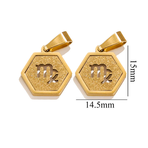Jewelry Stainless Steel Constellation Hexagonal Square Electroplating Pendant