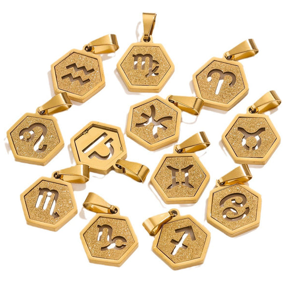 Jewelry Stainless Steel Constellation Hexagonal Square Electroplating Pendant