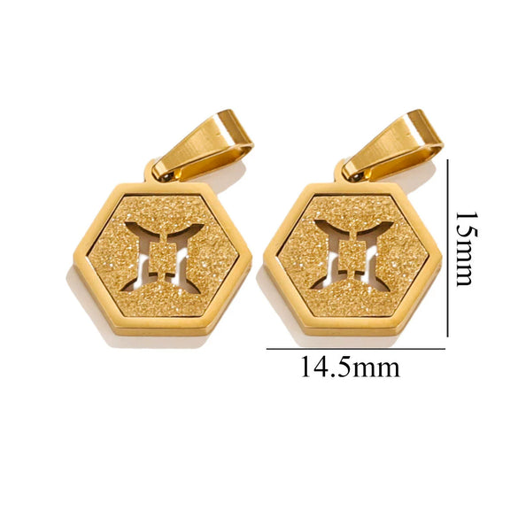 Jewelry Stainless Steel Constellation Hexagonal Square Electroplating Pendant