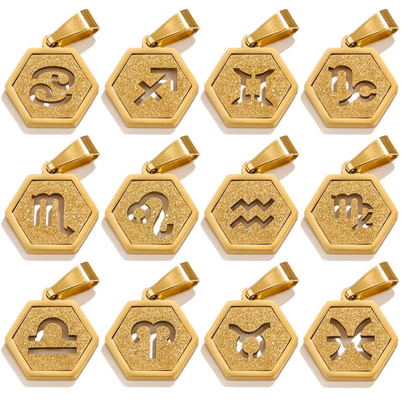 Jewelry Stainless Steel Constellation Hexagonal Square Electroplating Pendant