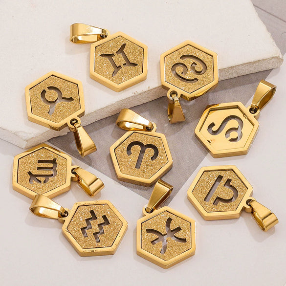 Jewelry Stainless Steel Constellation Hexagonal Square Electroplating Pendant