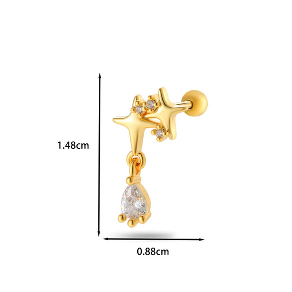 Jewelry Stainless Steel Copper Inlaid Zircon Heart Shaped Electroplated Women's Ear Bone Nail