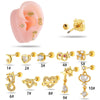 Jewelry Stainless Steel Copper Inlaid Zircon Heart Shaped Electroplated Women's Ear Bone Nail
