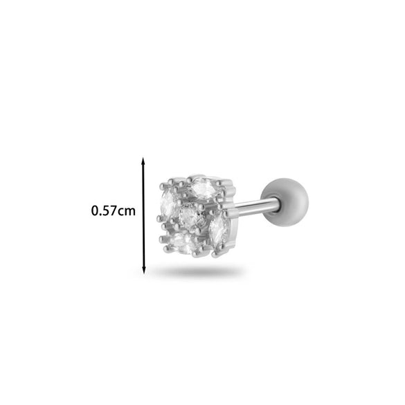 Jewelry Stainless Steel Copper Inlaid Zircon Heart Shaped Electroplated Women's Ear Bone Nail