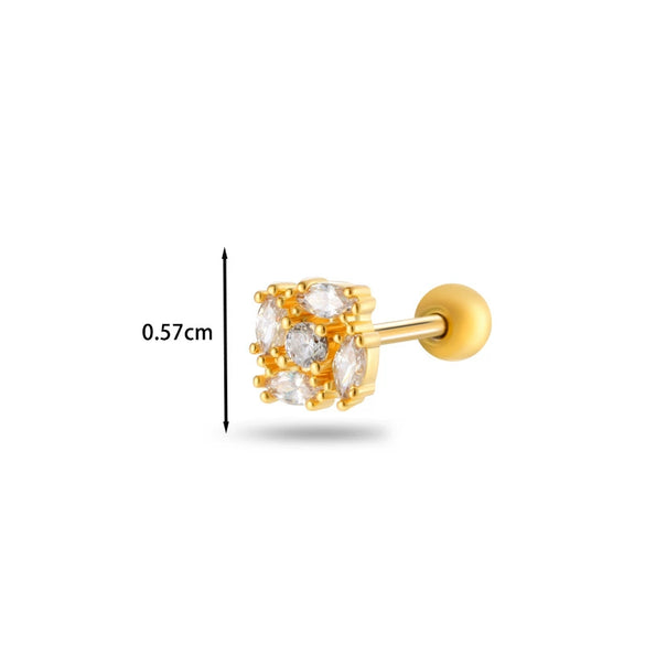 Jewelry Stainless Steel Copper Inlaid Zircon Heart Shaped Electroplated Women's Ear Bone Nail