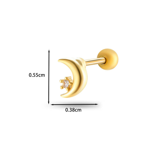 Jewelry Stainless Steel Copper Inlaid Zircon Heart Shaped Electroplated Women's Ear Bone Nail
