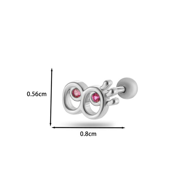 Jewelry Stainless Steel Copper Inlaid Zircon Heart Shaped Electroplated Women's Ear Bone Nail