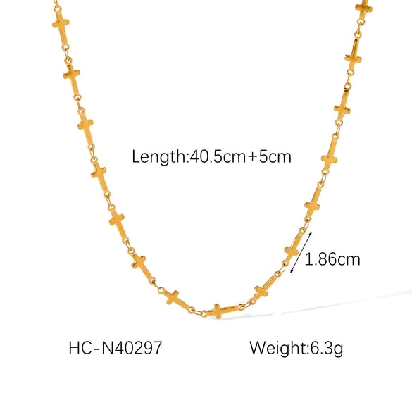 Jewelry Stainless Steel Cross Chain And Bracelet With Geometric Pattern And Electroplating Style For Women
