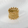 Jewelry Stainless Steel Cshaped Retro Pleated Irregular Hollow Opening Electroplated Geometric Ring For Women