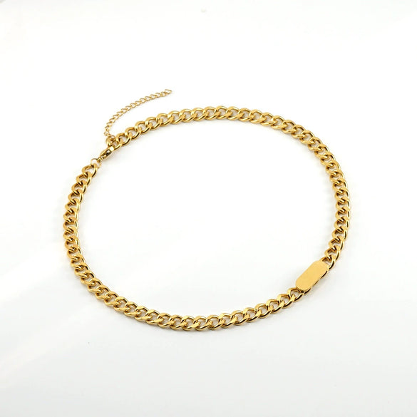 Jewelry 316L Stainless Steel Cuban Chain Oval Pattern Electroplating 316L Stainless Steel For Women And Unisex