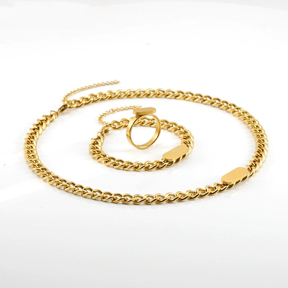 Jewelry 316L Stainless Steel Cuban Chain Oval Pattern Electroplating 316L Stainless Steel For Women And Unisex