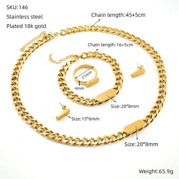 Jewelry 316L Stainless Steel Cuban Chain Oval Pattern Electroplating 316L Stainless Steel For Women And Unisex