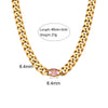 Jewelry Stainless Steel Cuban Chain Round Zircon Necklace Electroplated Geometric Style