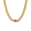 Jewelry Stainless Steel Cuban Chain Round Zircon Necklace Electroplated Geometric Style