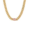 Jewelry Stainless Steel Cuban Chain Round Zircon Necklace Electroplated Geometric Style