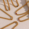 Jewelry Stainless Steel Cuban Chain Round Zircon Necklace Electroplated Geometric Style