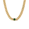 Jewelry Stainless Steel Cuban Chain Round Zircon Necklace Electroplated Geometric Style