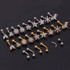 Jewelry Stainless Steel Curved Rod Snail Earring With Zircon And Flower Design