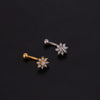 Jewelry Stainless Steel Curved Rod Snail Earring With Zircon And Flower Design