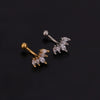 Jewelry Stainless Steel Curved Rod Snail Earring With Zircon And Flower Design
