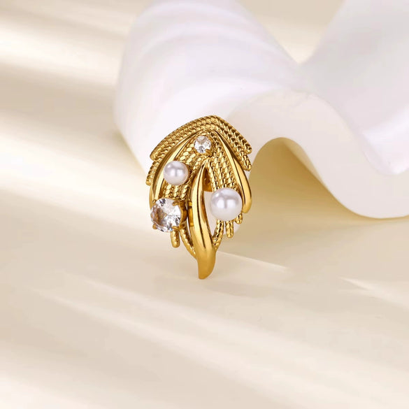 Jewelry Stainless Steel Cute Deer Leaf Animal Flower Brooch Electroplating For Women