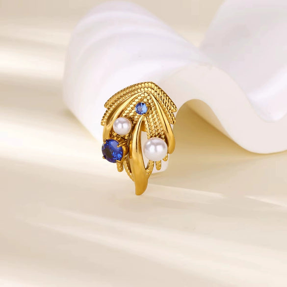 Jewelry Stainless Steel Cute Deer Leaf Animal Flower Brooch Electroplating For Women