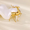 Jewelry Stainless Steel Cute Deer Leaf Animal Flower Brooch Electroplating For Women