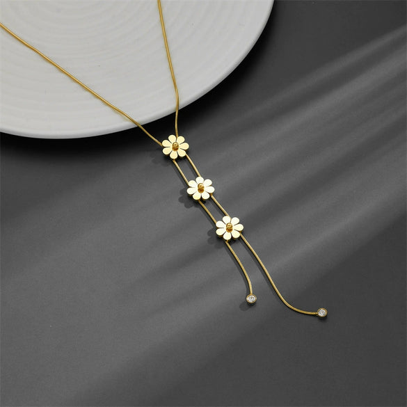 Jewelry Stainless Steel Double Layer Chrysanthemum With Love Water Drops Bell Pattern For Women
