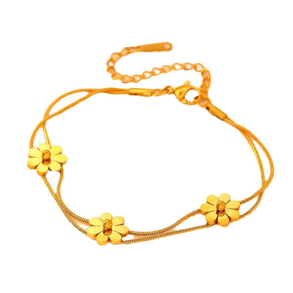 Jewelry Stainless Steel Double Layer Chrysanthemum With Love Water Drops Bell Pattern For Women