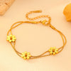Jewelry Stainless Steel Double Layer Chrysanthemum With Love Water Drops Bell Pattern For Women