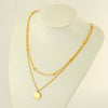 Jewelry 316L Stainless Steel Double Layer Stacked Clavicle Chain With Round Pendant And Round Bead For Women Electroplated Geometric Style