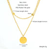 Jewelry 316L Stainless Steel Double Layer Stacked Clavicle Chain With Round Pendant And Round Bead For Women Electroplated Geometric Style