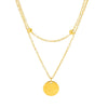 Jewelry 316L Stainless Steel Double Layer Stacked Clavicle Chain With Round Pendant And Round Bead For Women Electroplated Geometric Style