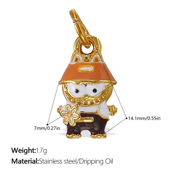 Jewelry 316L Stainless Steel Dripping Oil Cartoon Characters Bracelet Pendant