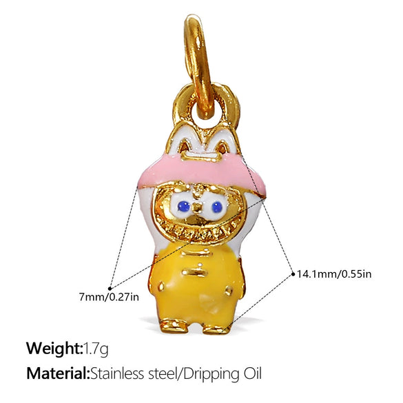 Jewelry 316L Stainless Steel Dripping Oil Cartoon Characters Bracelet Pendant