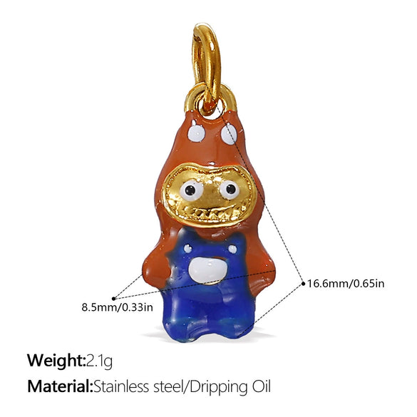 Jewelry 316L Stainless Steel Dripping Oil Cartoon Characters Bracelet Pendant