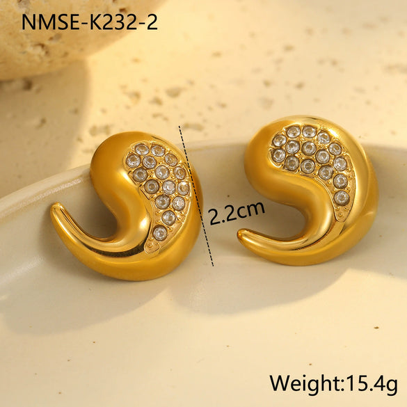 Jewelry Stainless Steel Dropshaped Geometric 18K Gold Plated