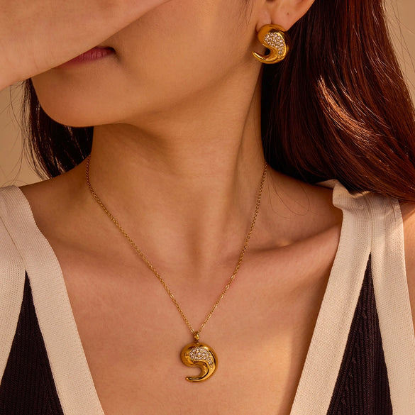 Jewelry Stainless Steel Dropshaped Geometric 18K Gold Plated