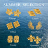 Jewelry Stainless Steel Earrings Electroplating Geometric Wave Design Women's