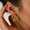 Jewelry Stainless Steel Earrings Electroplating Geometric Wave Design Women's