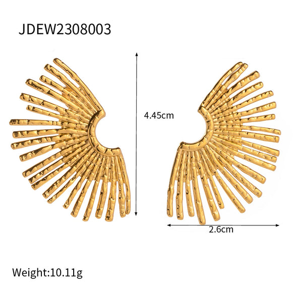 Jewelry Stainless Steel Earrings Electroplating Geometric Wave Design Women's