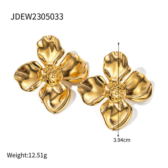 Jewelry Stainless Steel Earrings Electroplating Geometric Wave Design Women's