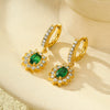 Jewelry Stainless Steel Earrings With 18K Gold Sunflower Emerald Zircon Pendant Electroplating Style For Women