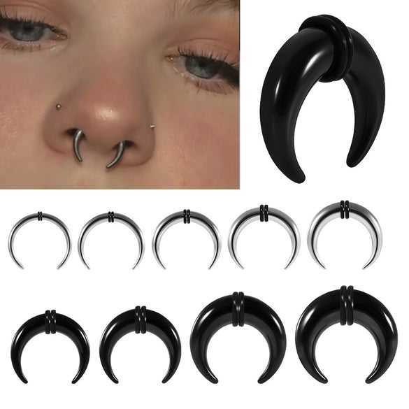 Jewelry Stainless Steel Electroplated Black Ushaped Nose Ring And Ear Expander Piercing