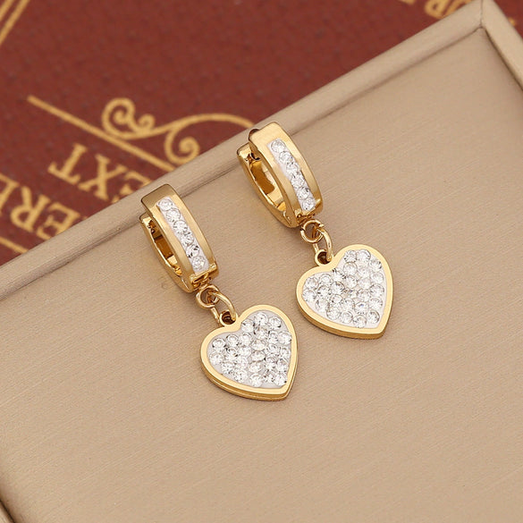 Jewelry Stainless Steel Fashion Butterfly Heart Earrings Electroplated