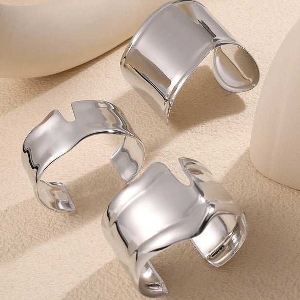 Jewelry 316L Stainless Steel Fashion Irregular Opening Asymmetric Bracelet Electroplating