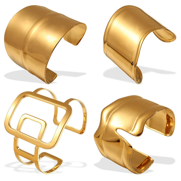 Jewelry 316L Stainless Steel Fashion Irregular Opening Asymmetric Bracelet Electroplating