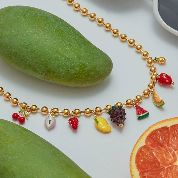 Jewelry Stainless Steel Fruit Lemon Pendant Necklace And Bracelet Electroplating Design